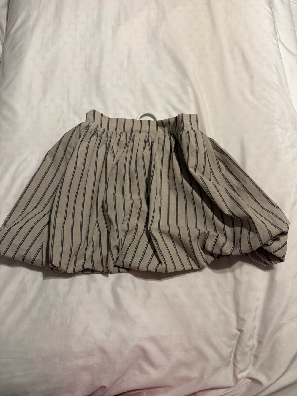 Beige and Black Striped Bubble-Hem Skirt